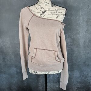 Victoria's Secret Off-Shoulder Pullover in Light Taupe